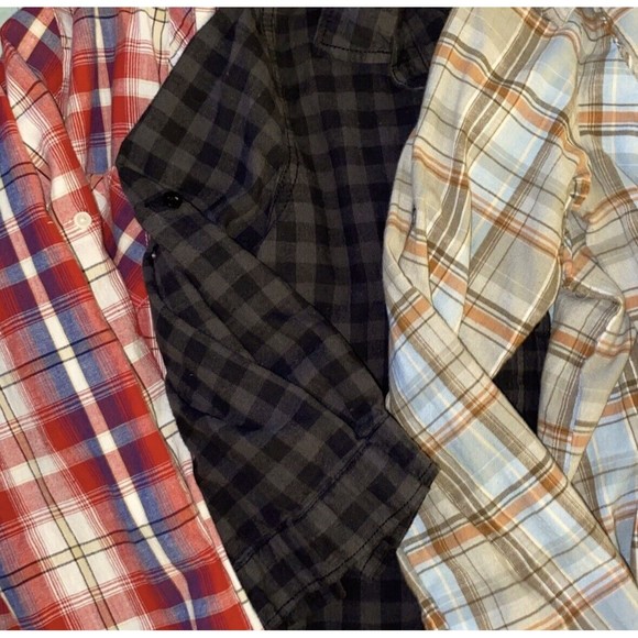 3 Womens Size Small/Medium Shirts Button Down Tunic Tops Flannel Plaid Retro - Picture 1 of 7